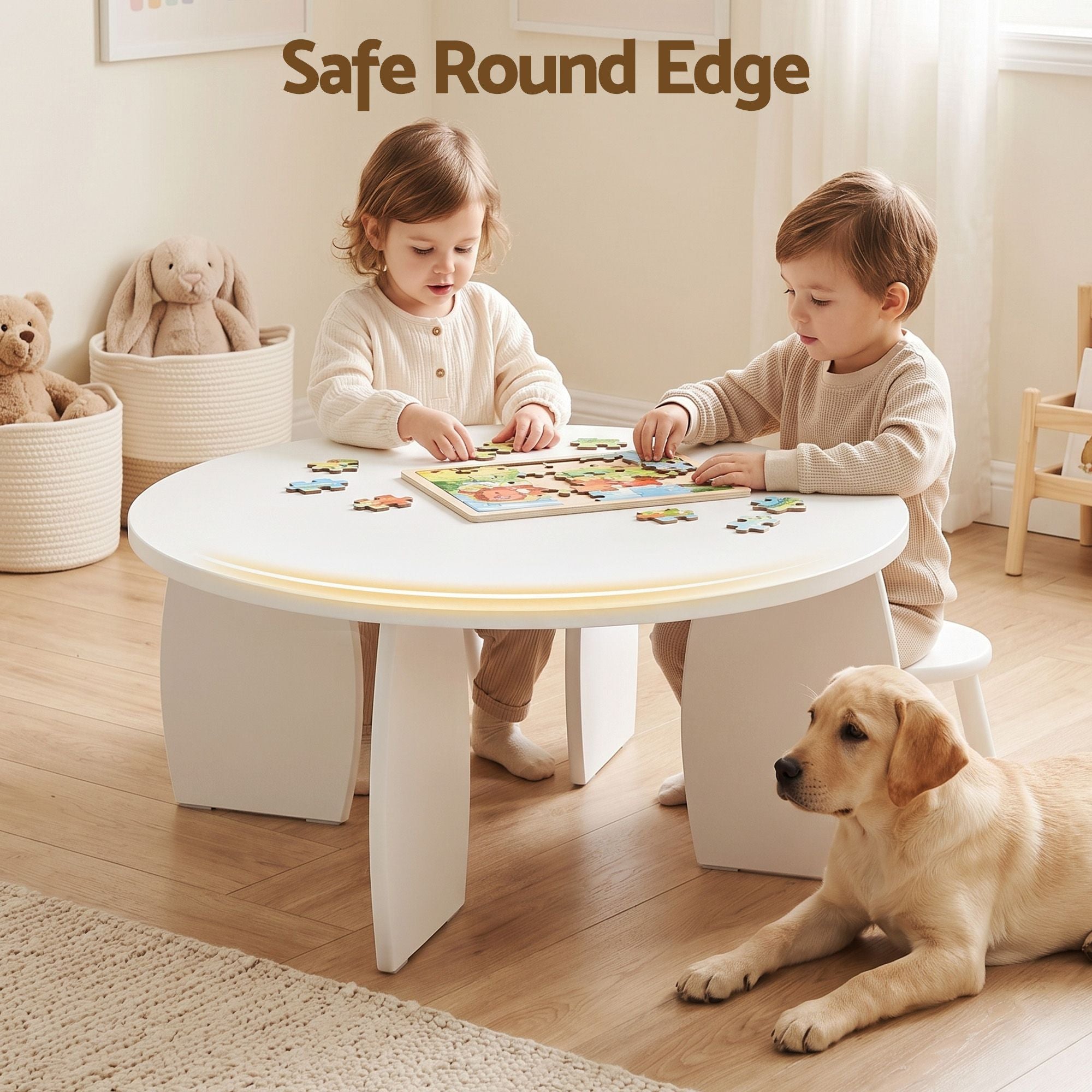 Artiss Round Coffee Table High-Gloss Minimalist Living Room 78x35cm Cream White