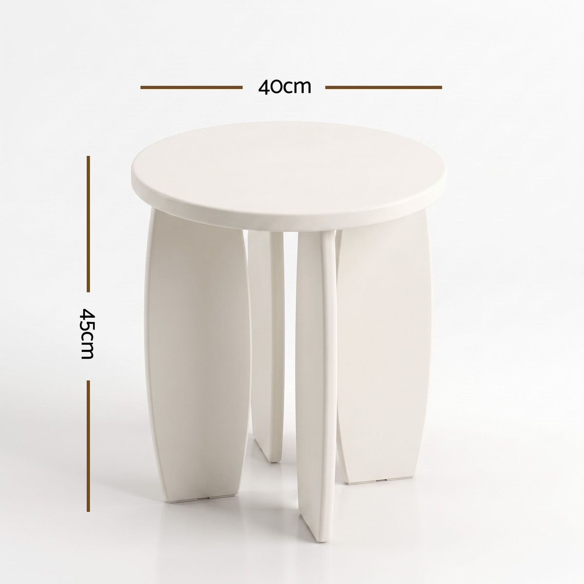 Artiss Round High-Gloss Small Coffee Table Bedside Nightstand 40x45 Cream White
