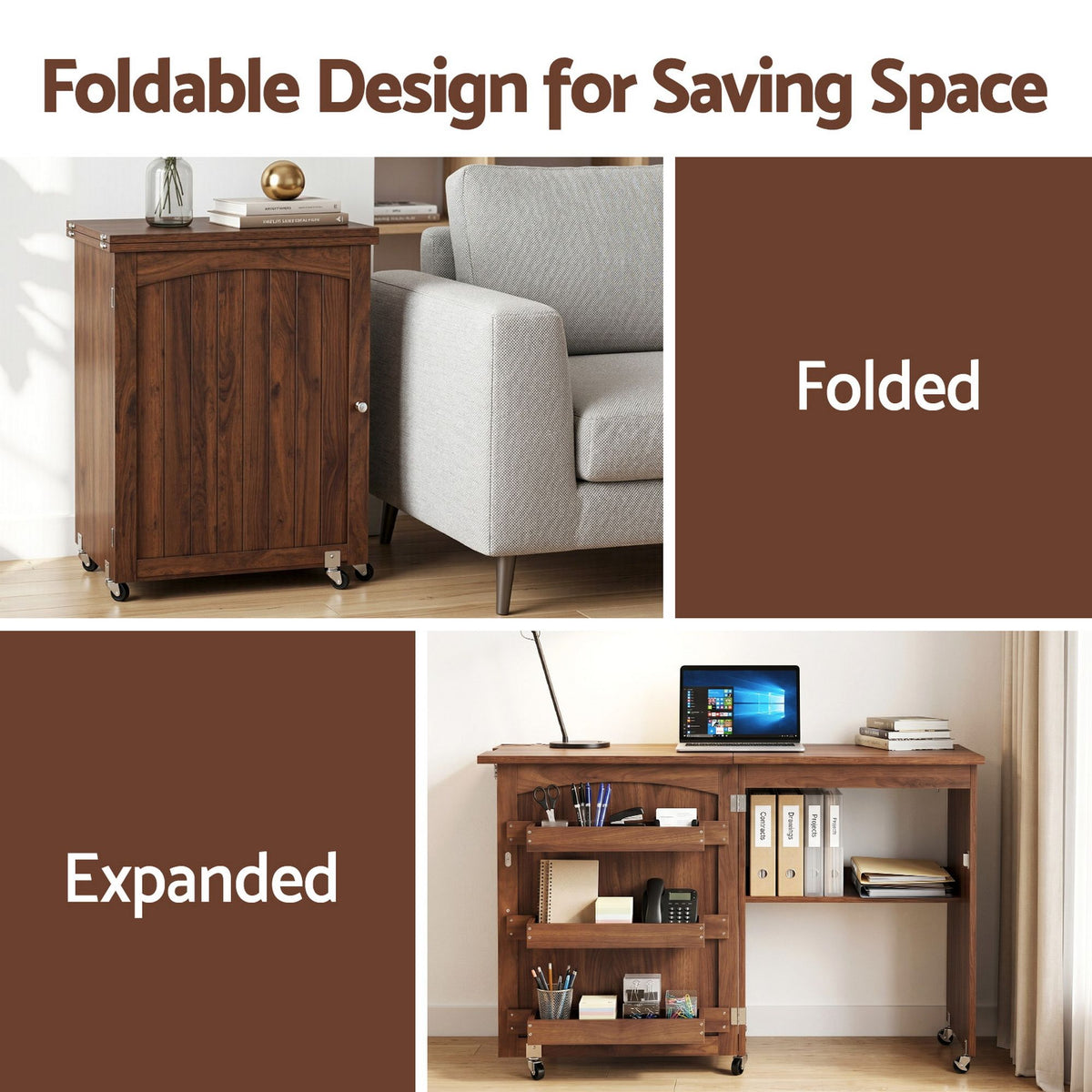 Artiss Folding Sewing Table Multi-functional Rolling Work Table Craft Station