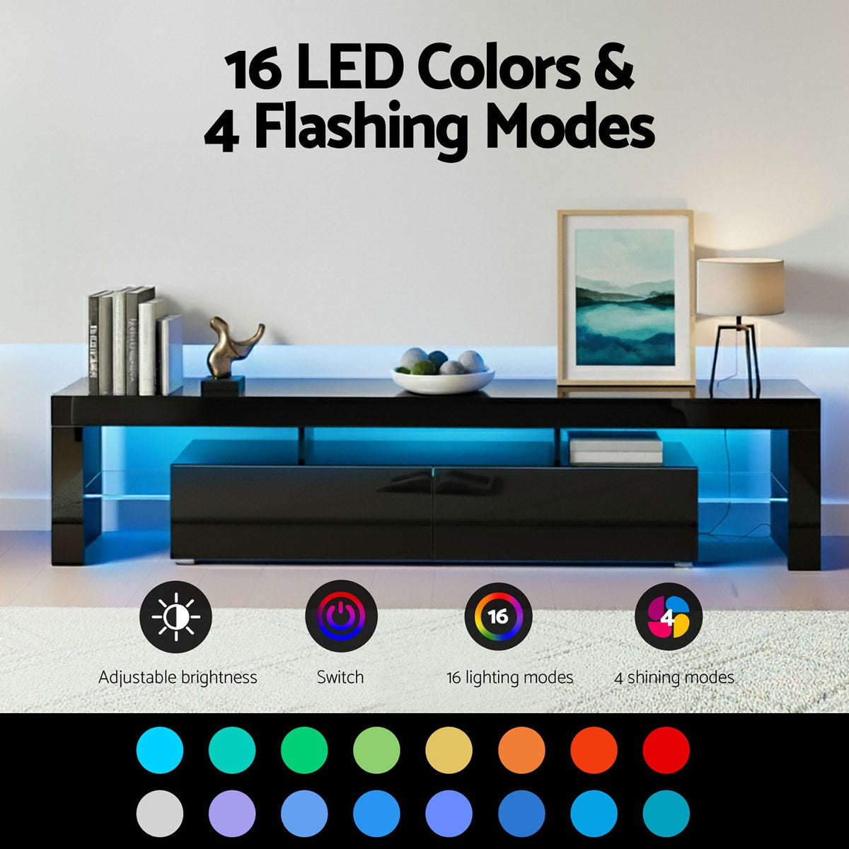 Artiss LED TV Unit & Coffee Table Set Storage Cabinet Black