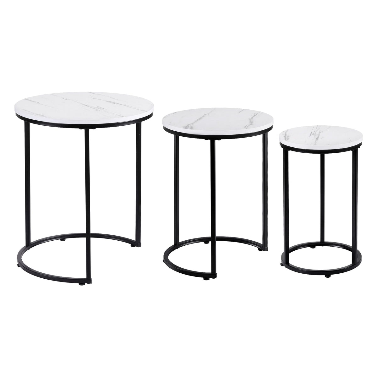 Artiss Nesting Coffee Table Set of 3 Round Stackable Side Tables Marble White