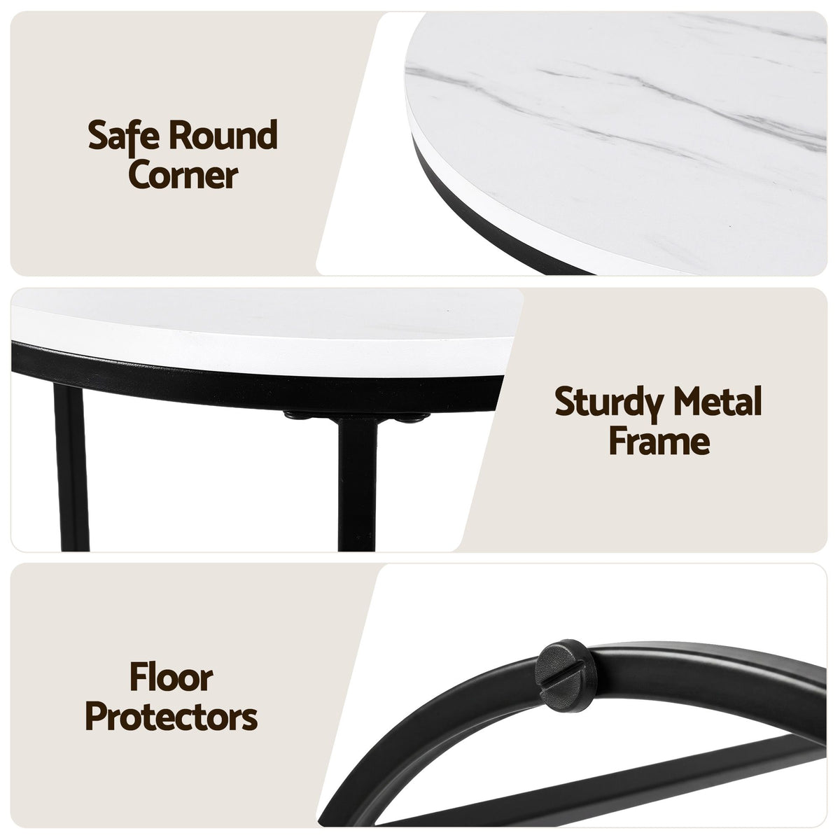 Artiss Nesting Coffee Table Set of 3 Round Stackable Side Tables Marble White
