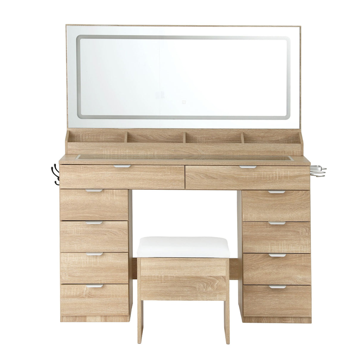 Artiss Dressing Table Makeup Vanity Desk Large LED Mirror 10 Drawers Outlet Wood
