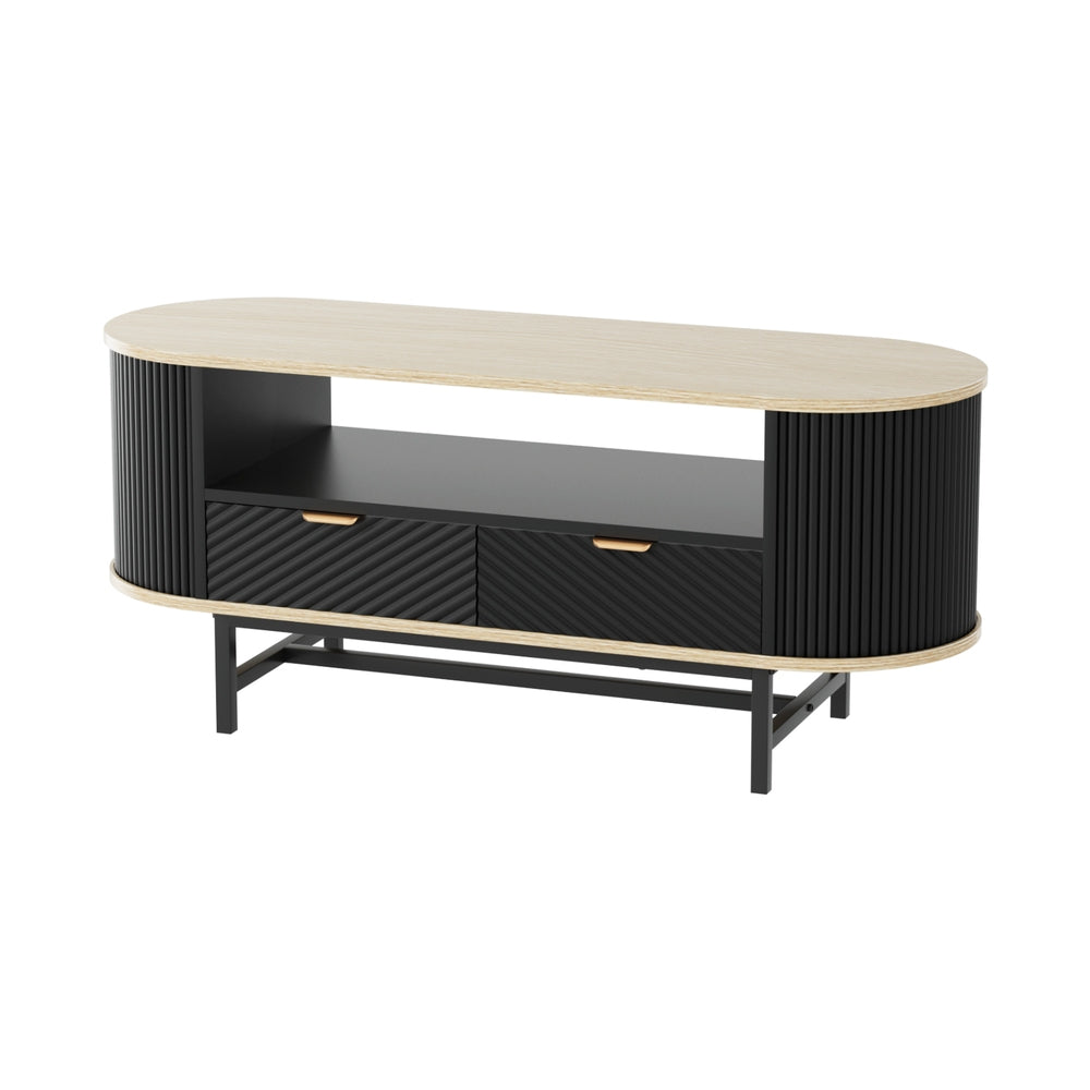 Artiss Coffee Table Drawer Shelf Wood and Black