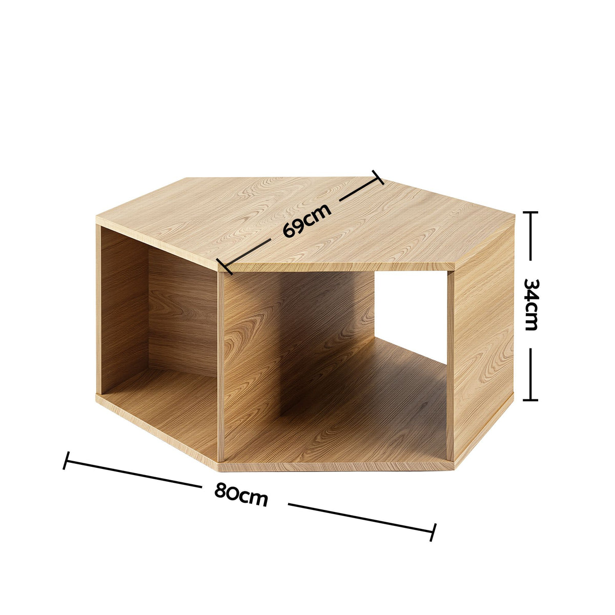 Artiss Hexagonal Coffee Table with Open Storage 2-Way Display Side Table Wood