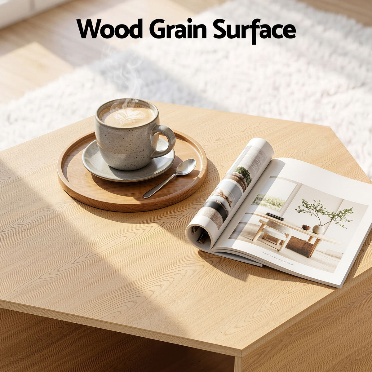 Artiss Hexagonal Coffee Table with Open Storage 2-Way Display Side Table Wood