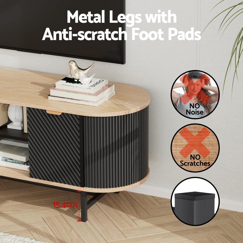 Artiss TV Unit Entertainment Unit Storage Cabinet Black Pine