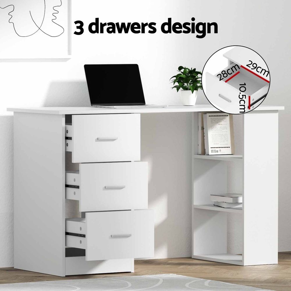Artiss Computer Desk and Chair Set 120cm Study Desk with 3 Drawers and 3 Shelves