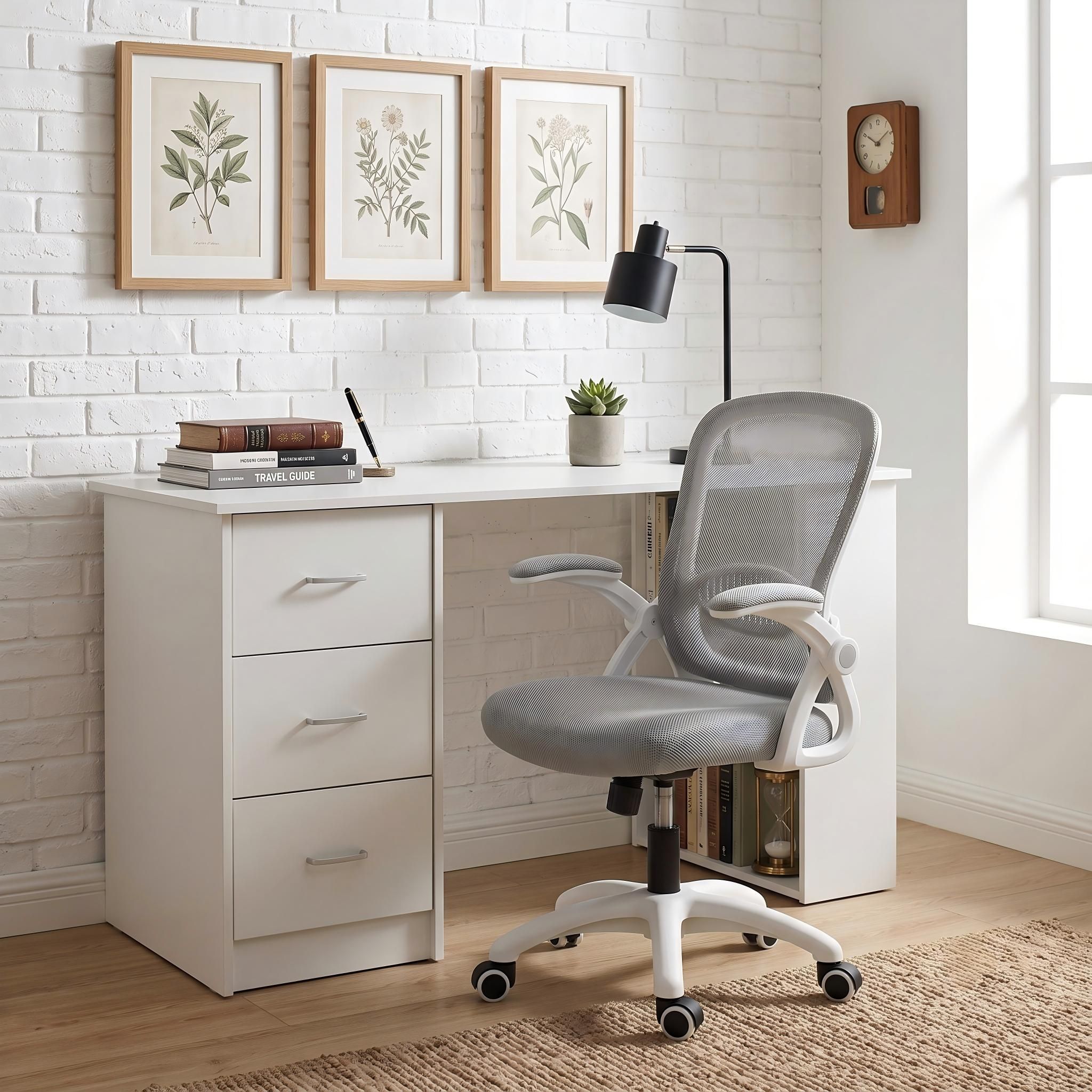 Artiss Computer Desk and Chair Set 120cm Study Desk with 3 Drawers and 3 Shelves
