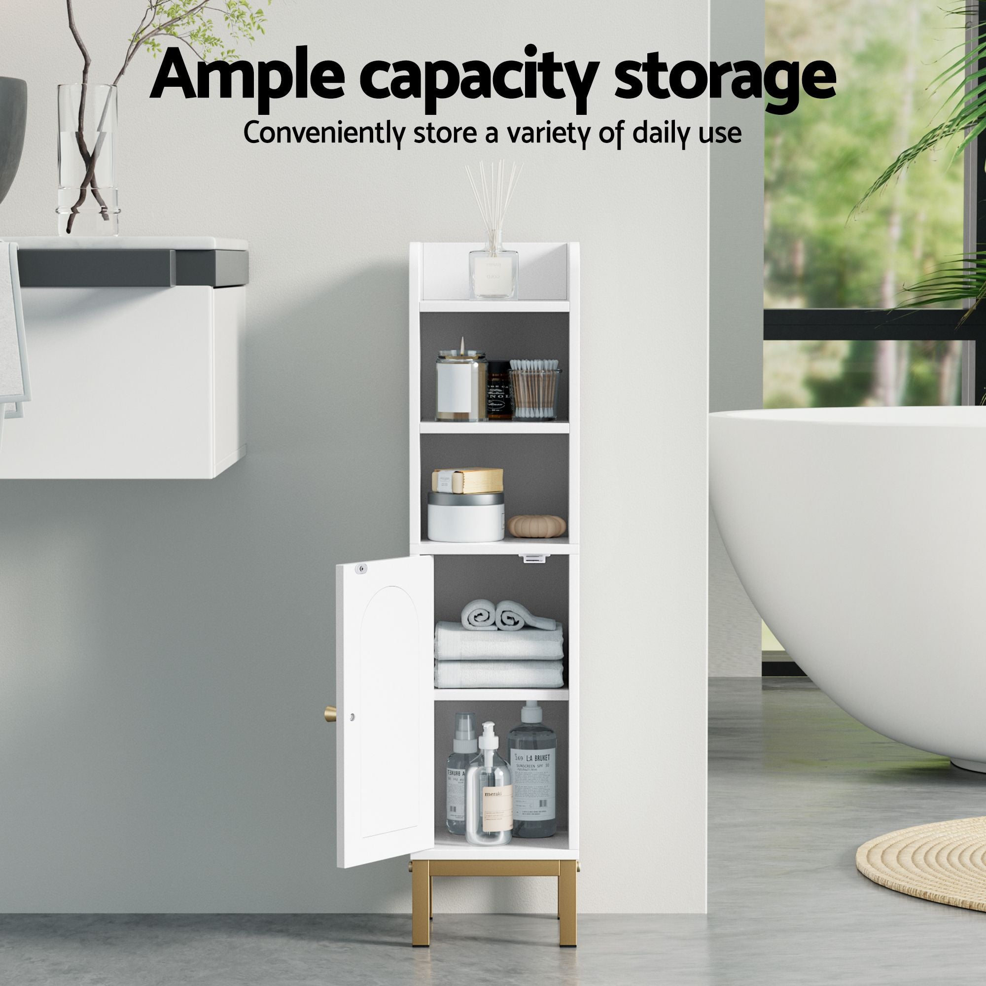 Artiss 2X Bathroom Storage Cabinet Door Corner Adjustable Shelf Organizer White