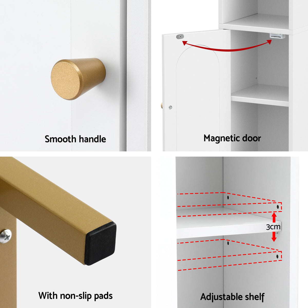 Artiss 2X Bathroom Storage Cabinet Door Corner Adjustable Shelf Organizer White