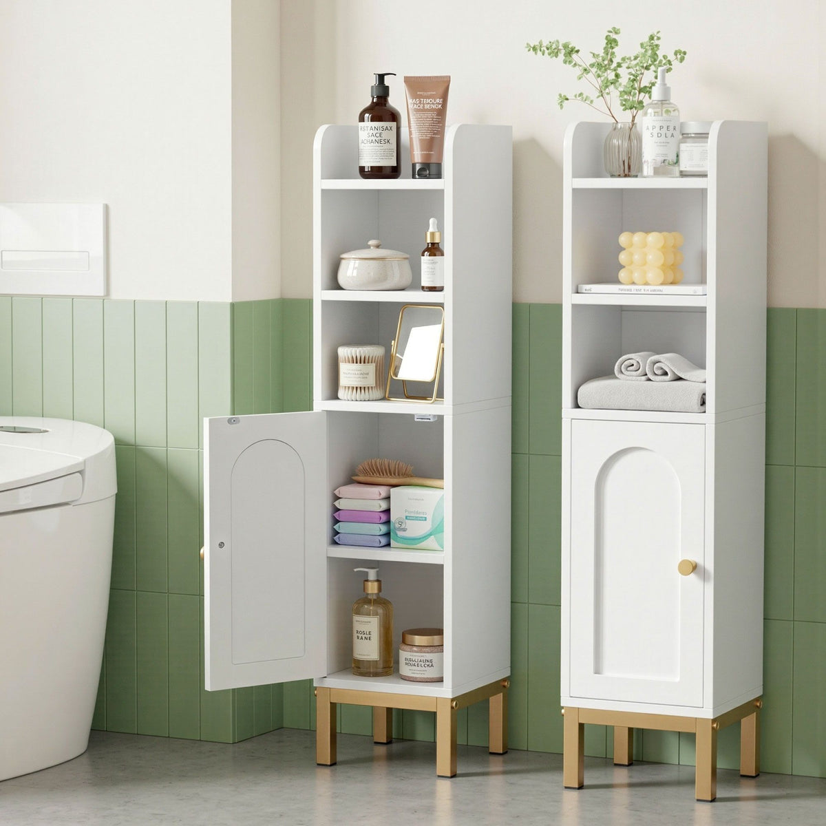 Artiss 2X Bathroom Storage Cabinet Door Corner Adjustable Shelf Organizer White