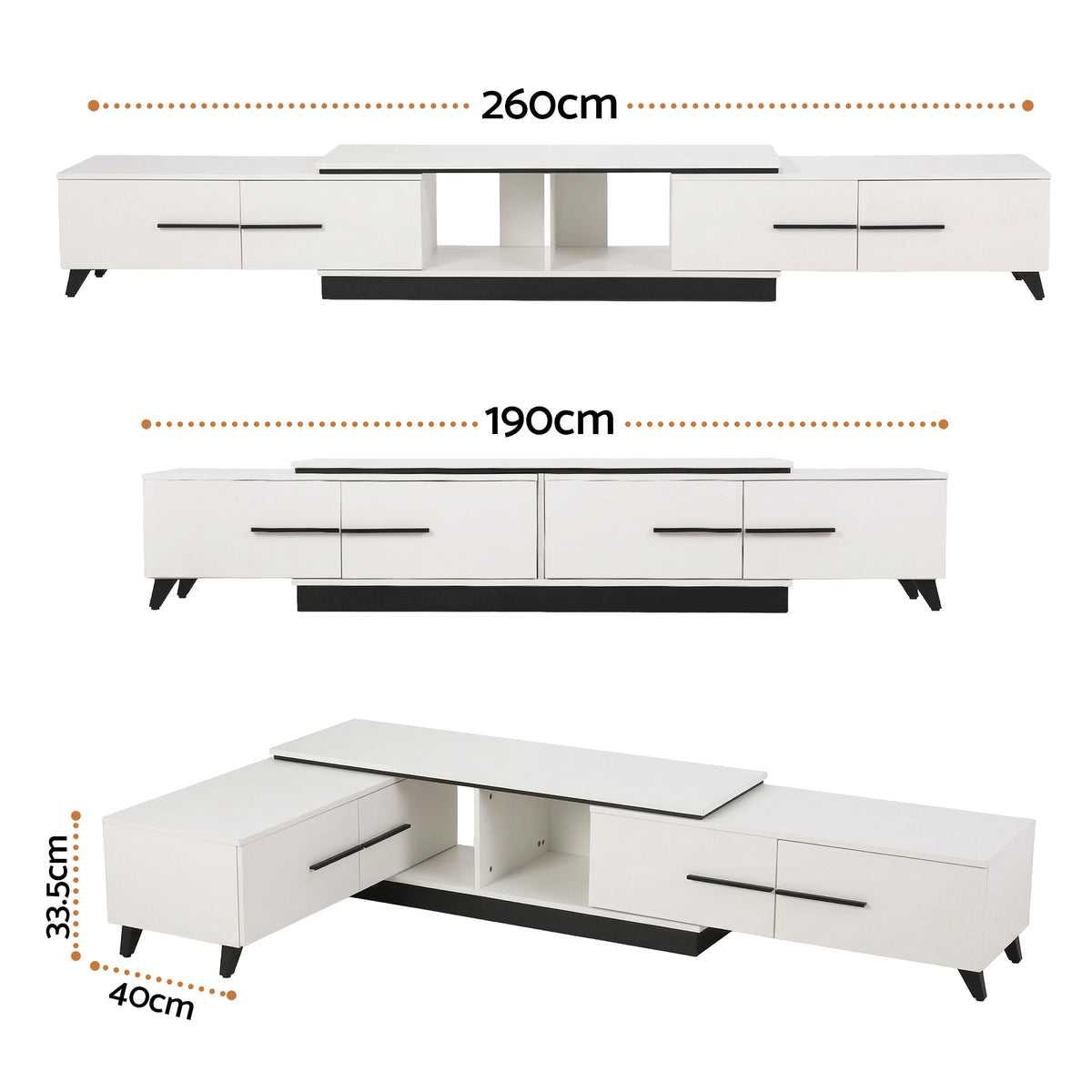 Artiss Extendable TV Cabinet Entertainment Unit Stand White