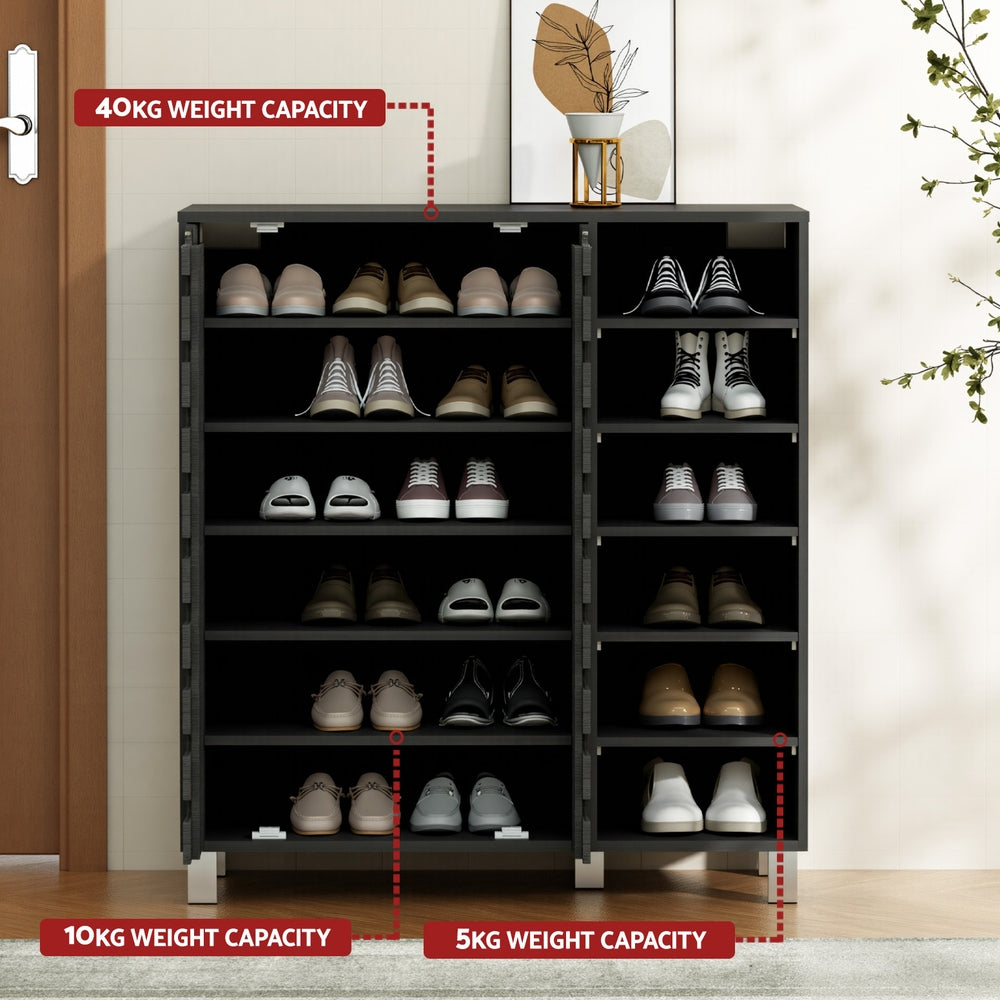 Artiss Shoe Rack Cabinet 6 Tier Storage Shelf Black