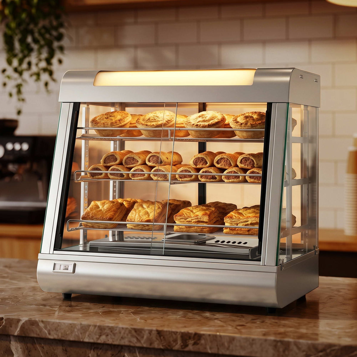Devanti Commercial Food Warmer 1500W 3 Shelf Stainless Steel Thermostat