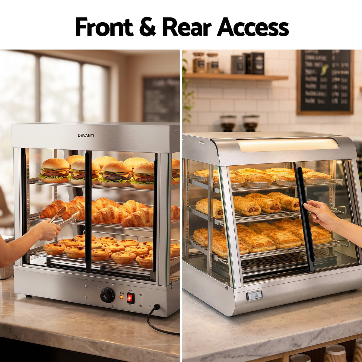 Devanti Commercial Food Warmer 1500W 3 Shelf Stainless Steel Thermostat