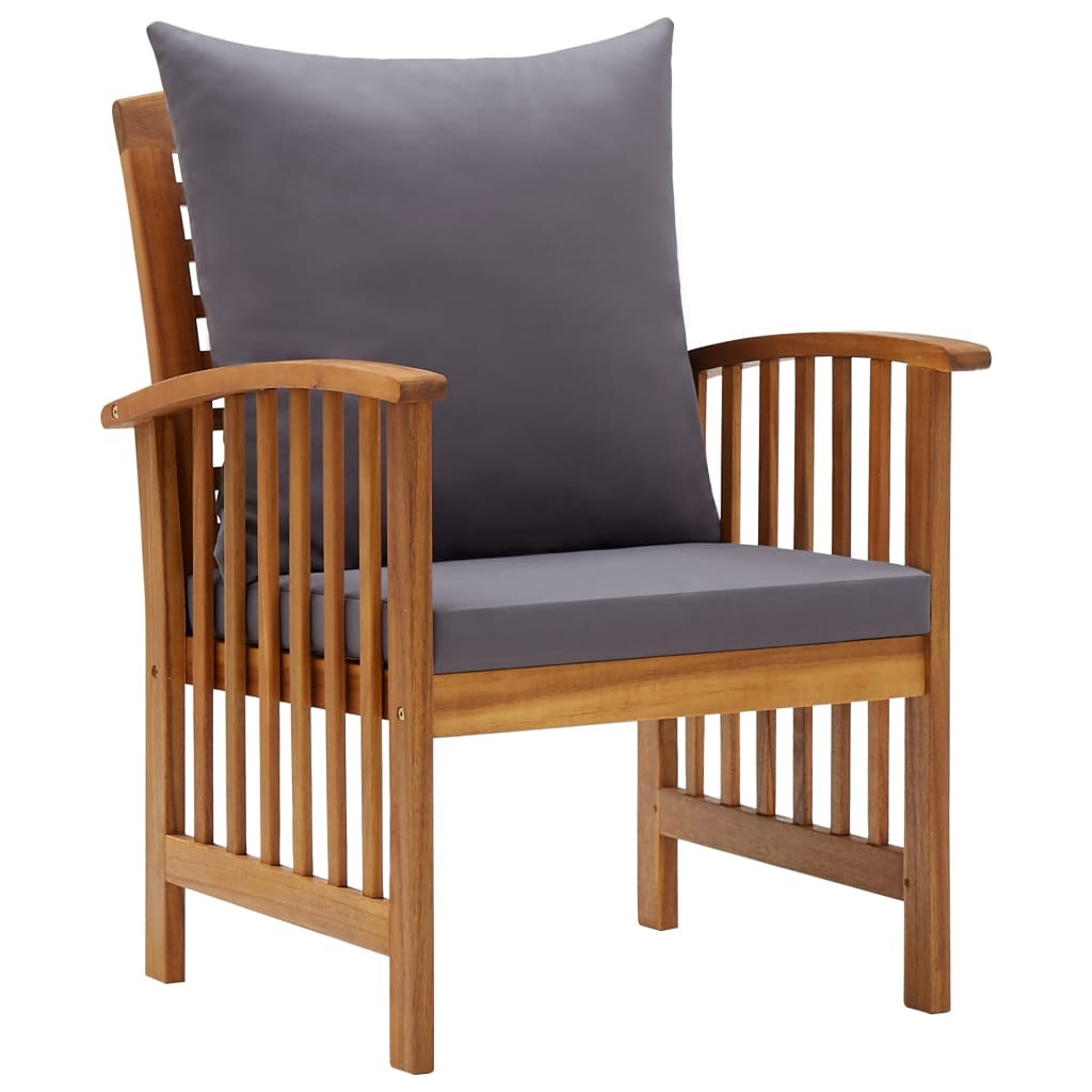 Garden Chairs with Cushions Set of 2 Solid Acacia Wood Outdoor Patio Natural