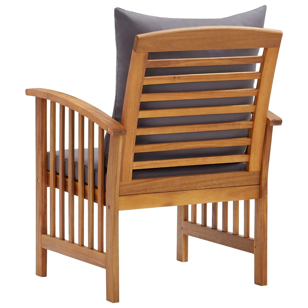Garden Chairs with Cushions Set of 2 Solid Acacia Wood Outdoor Patio Natural
