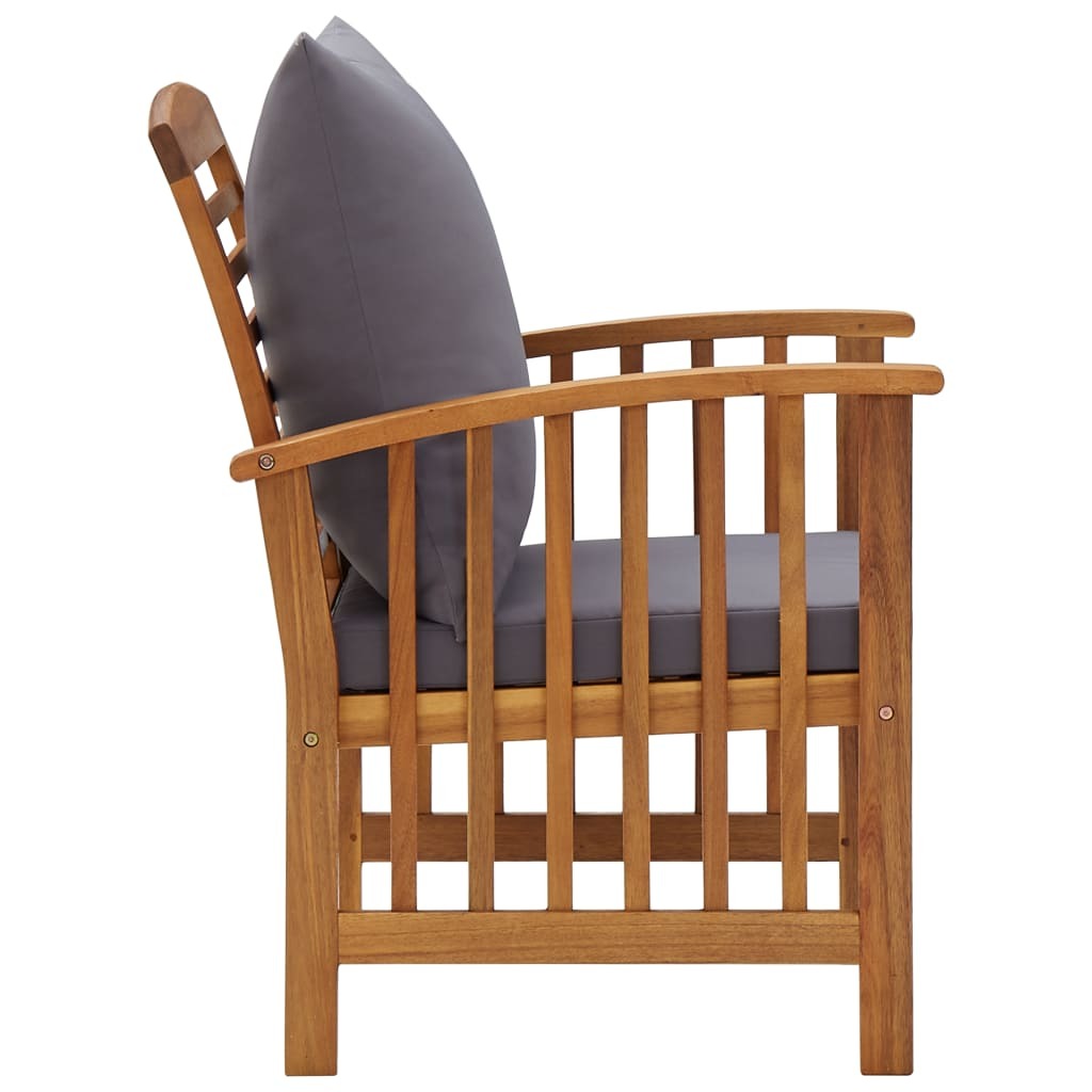 Garden Chairs with Cushions Set of 2 Solid Acacia Wood Outdoor Patio Natural