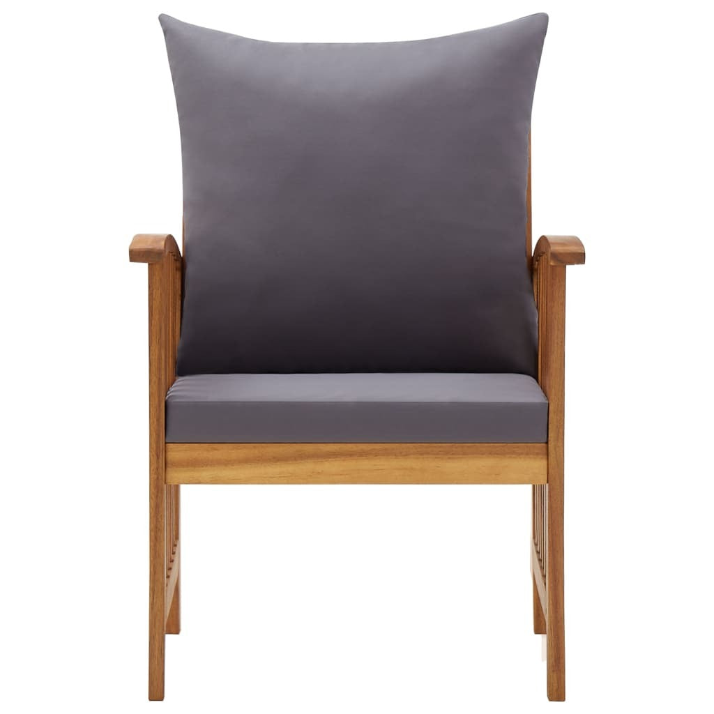 Garden Chairs with Cushions Set of 2 Solid Acacia Wood Outdoor Patio Natural