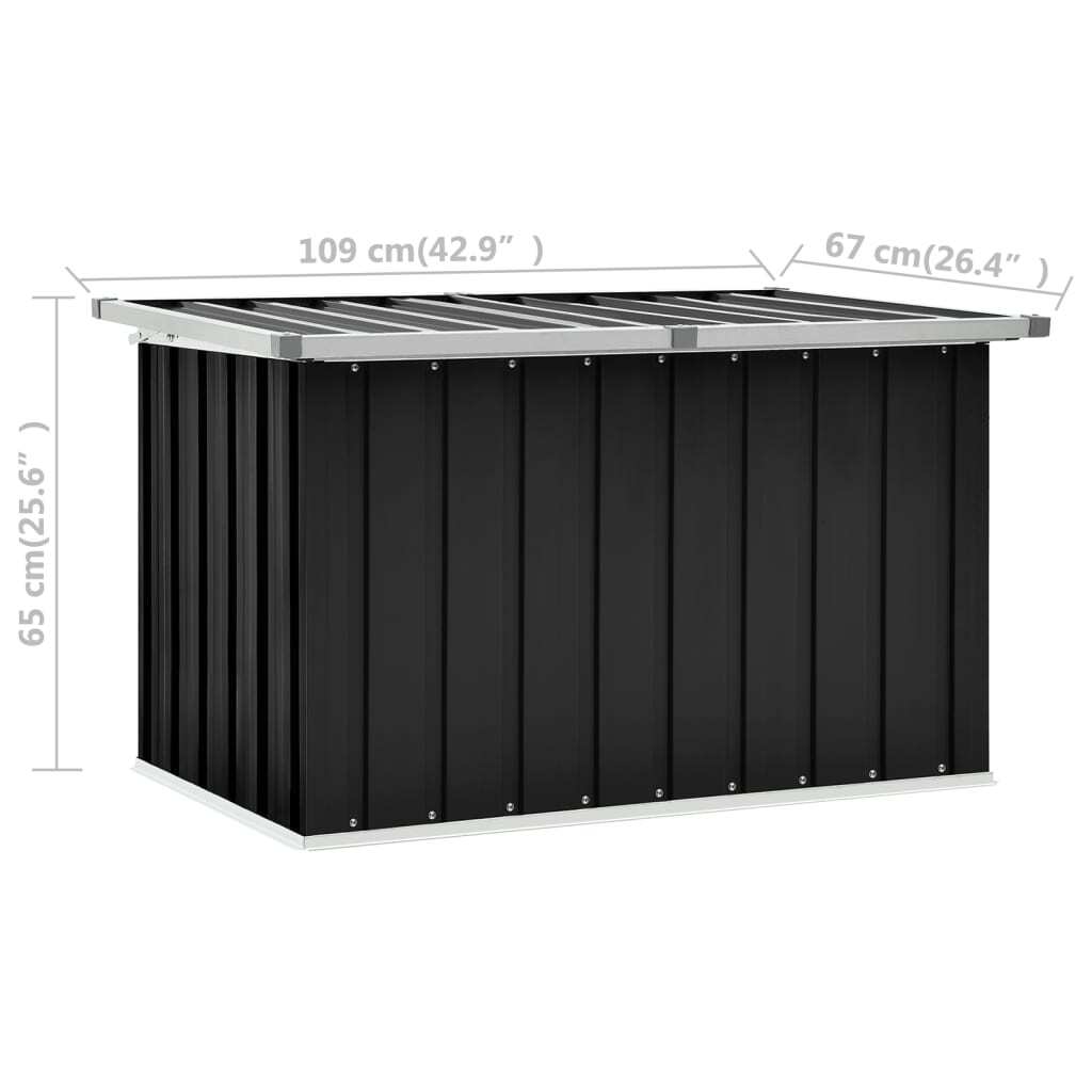 Garden Storage Box Galvanised Steel Outdoor Chest 109x67x65cm Anthracite