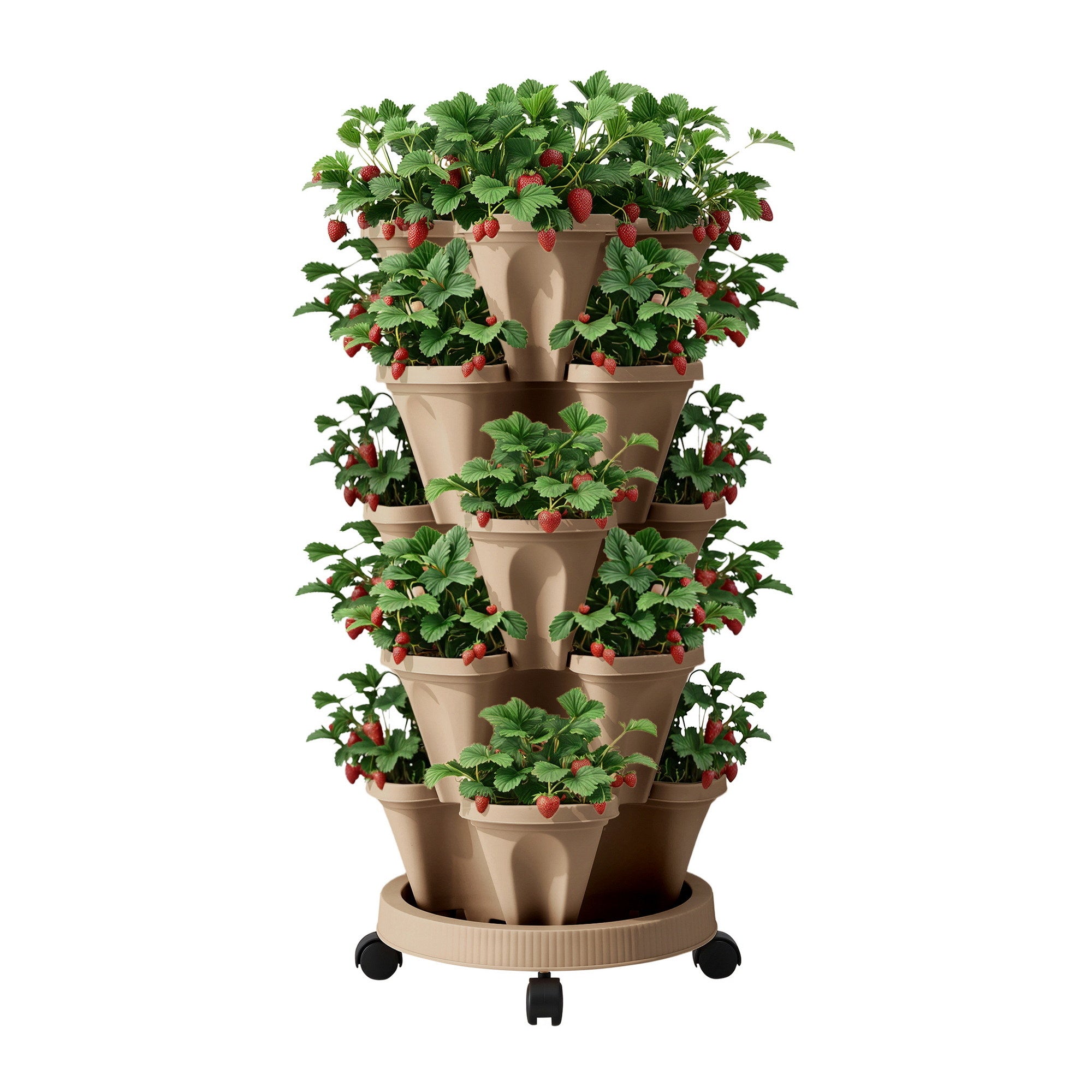 Green Fingers Garden Stackable Planters Bed 5 Tier Vertical Garden Tan