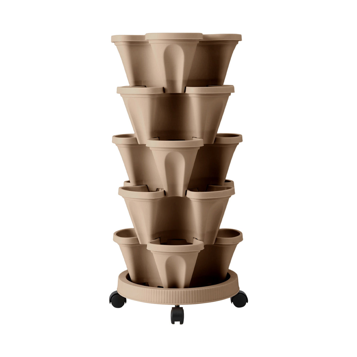 Green Fingers Garden Stackable Planters Bed 5 Tier Vertical Garden Tan