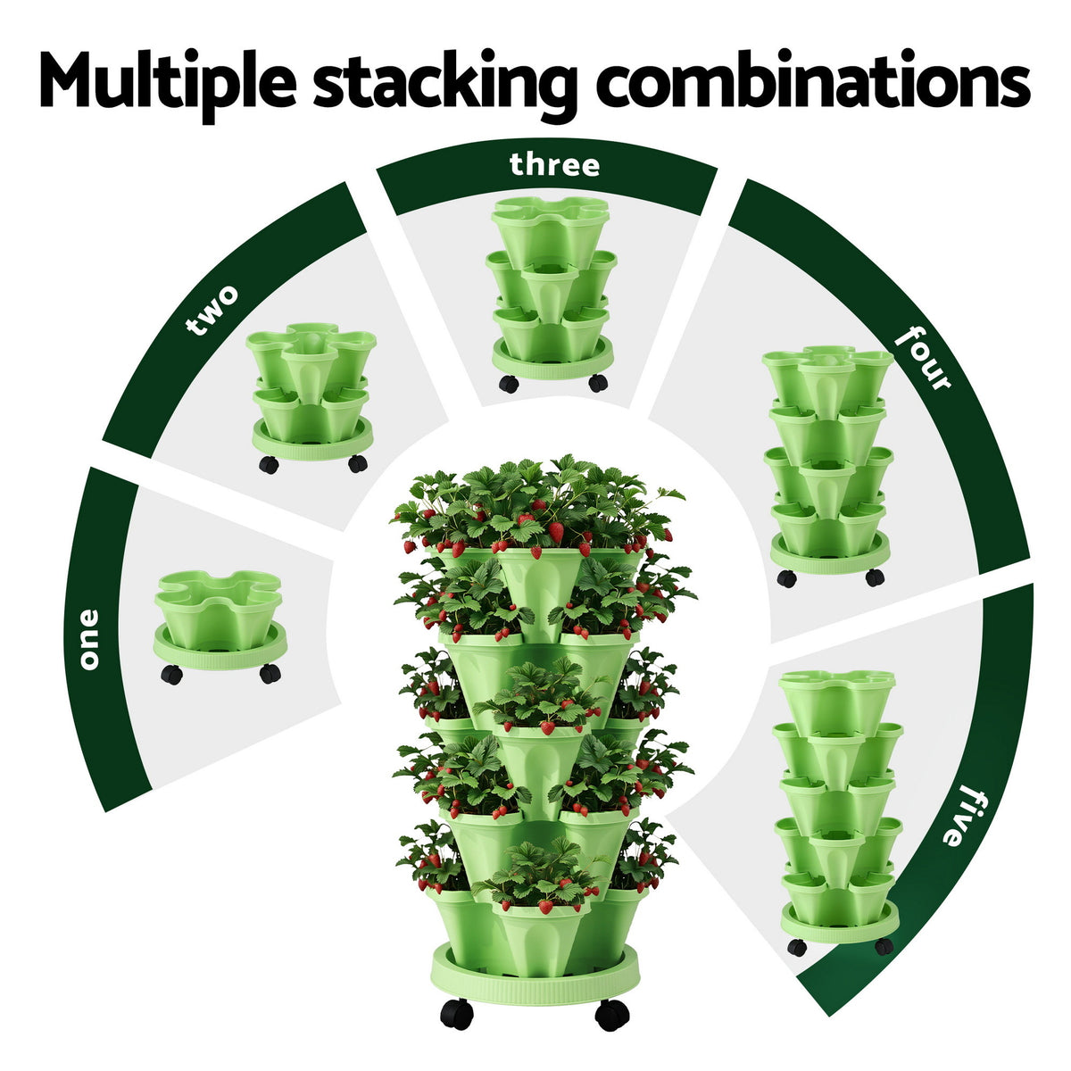 Green Fingers Garden Stackable Planters Bed 5 Tier Vertical Garden Light Green