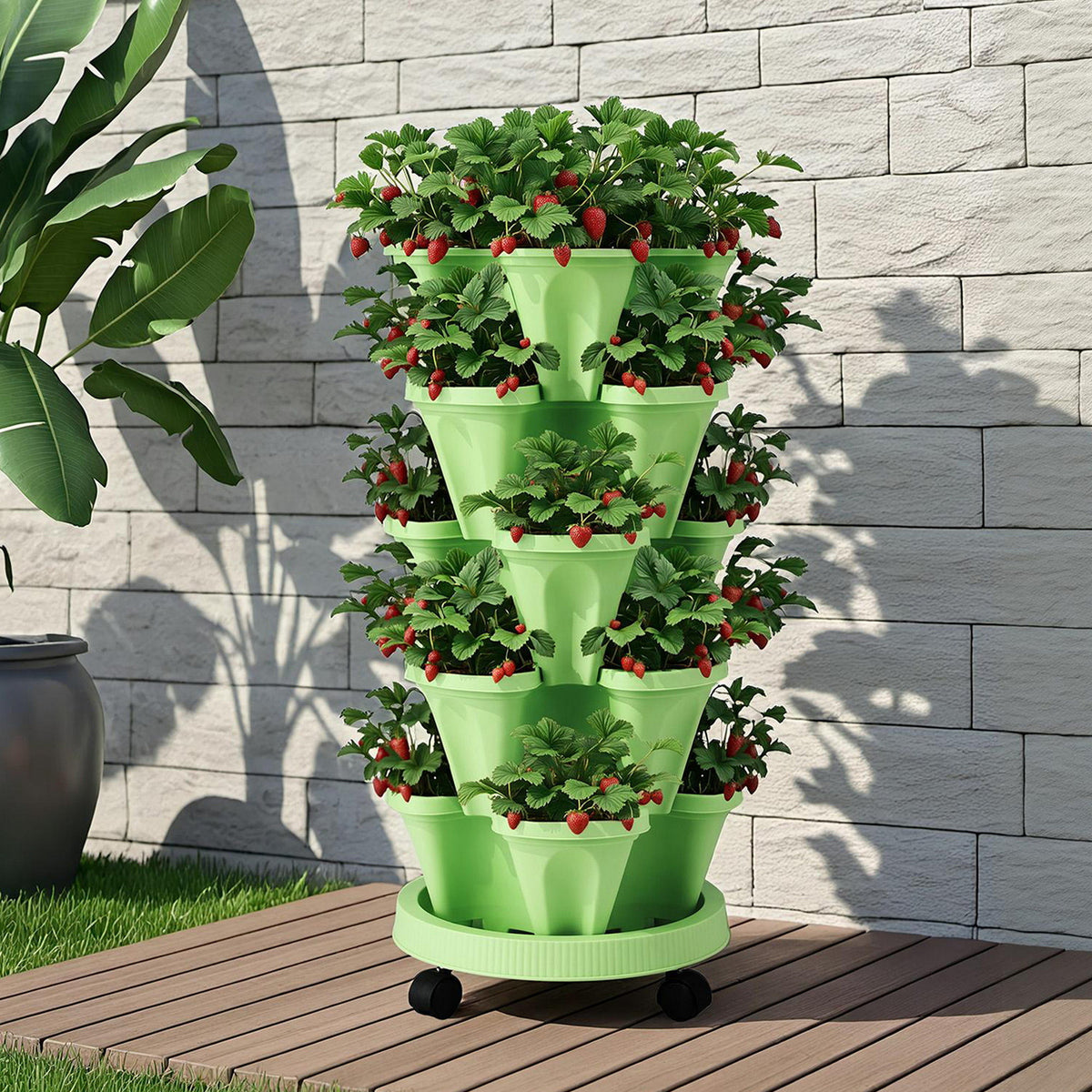 Green Fingers Garden Stackable Planters Bed 5 Tier Vertical Garden Light Green