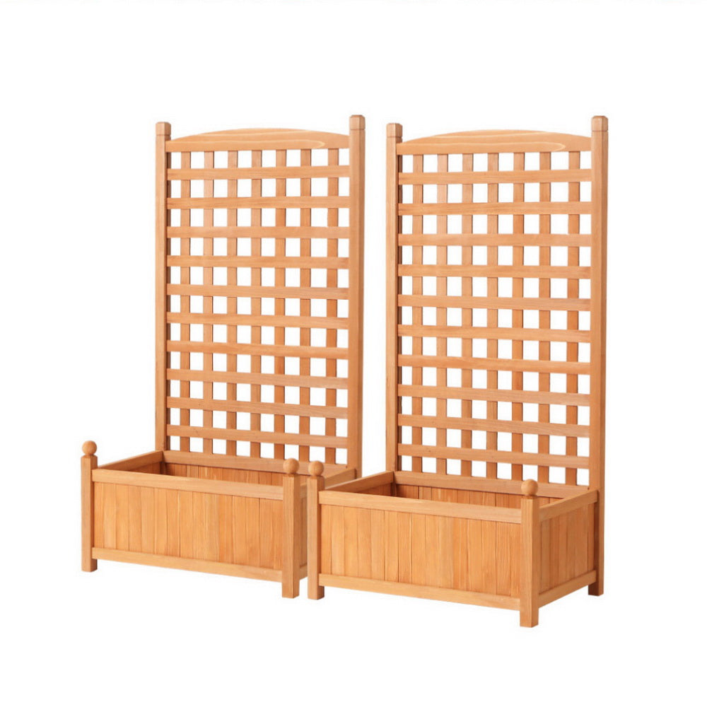 Green Fingers 2X Garden Bed Wooden Planter Raised Box Container Trellis