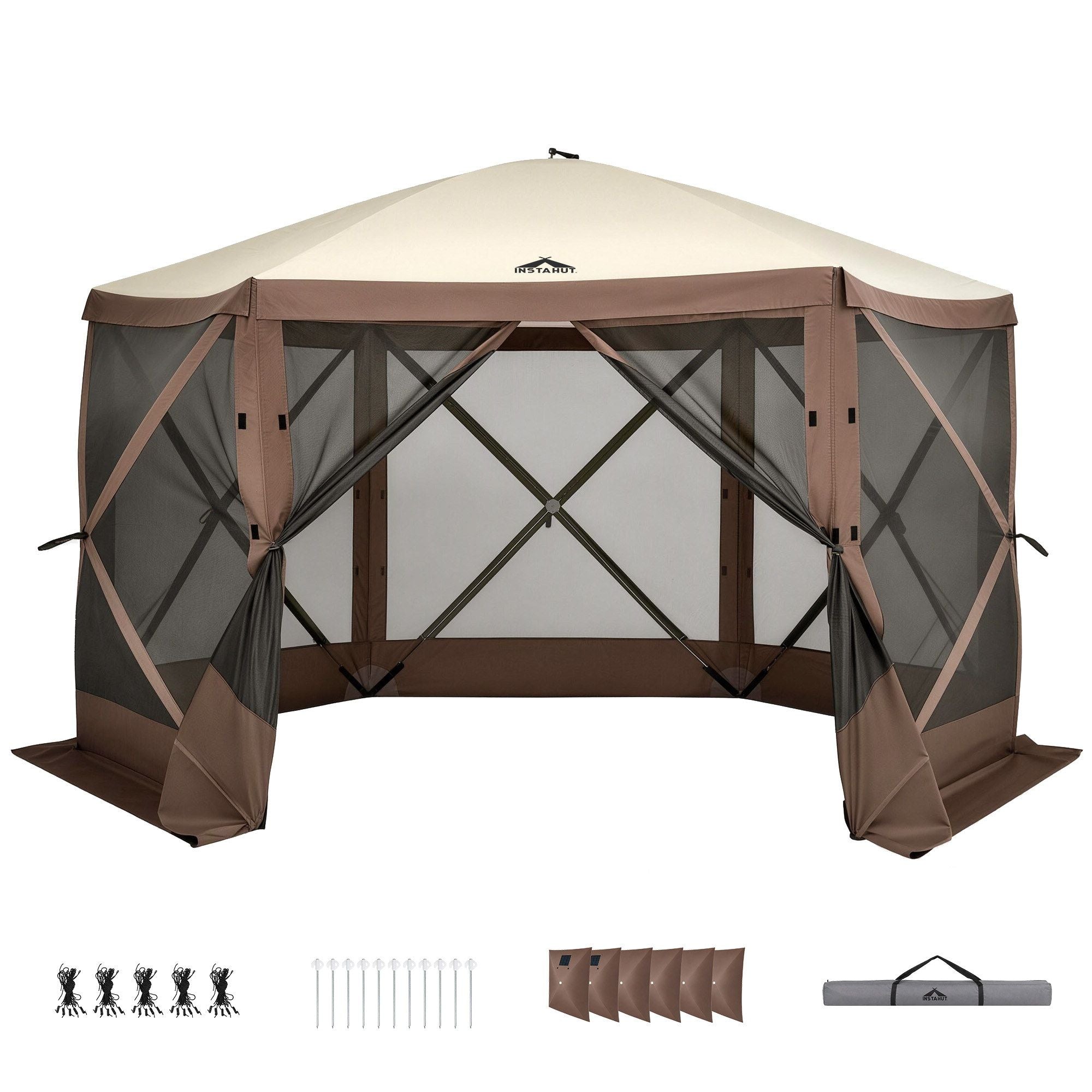 Instahut Gazebo Pop Up Tent 3.6x3.6m Outdoor Marquee Camping Screen w/Curtain