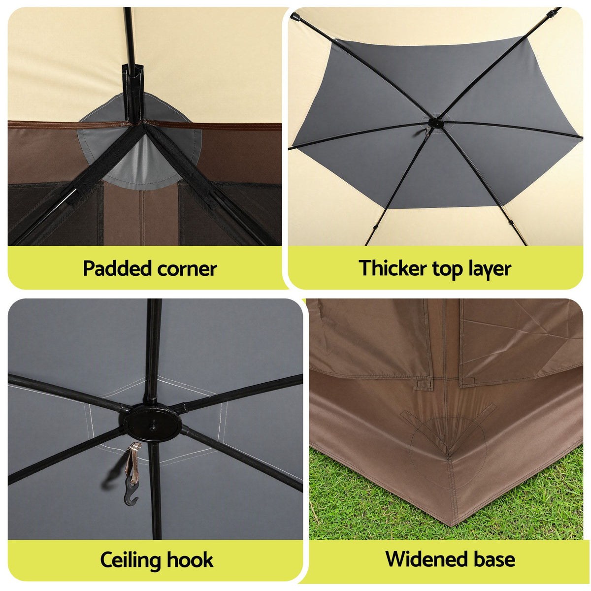 Instahut Gazebo Pop Up Tent 3.6x3.6m Outdoor Marquee Camping Screen w/Curtain
