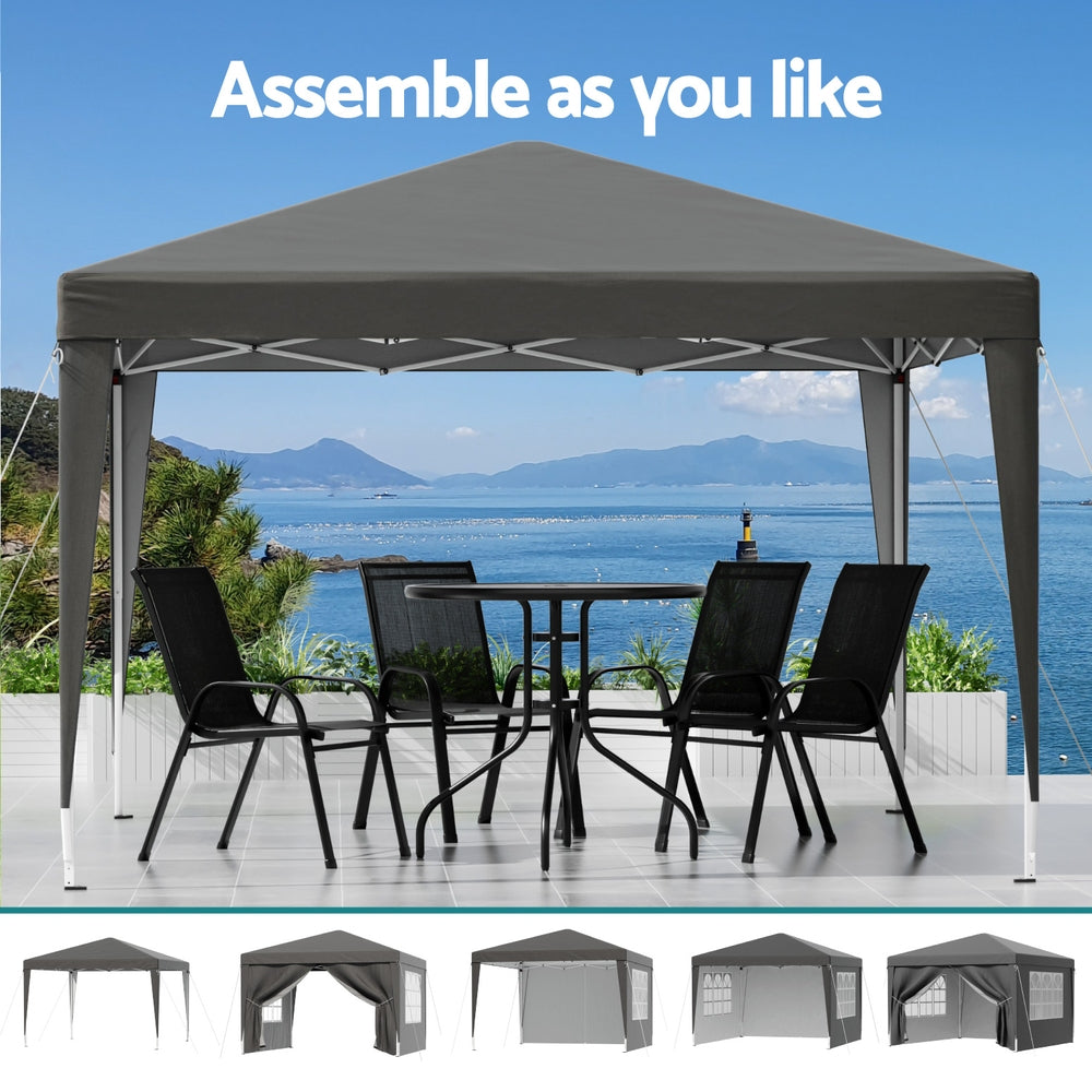 Instahut Gazebo 3x3 Pop Up Marquee Folding Tent Wedding Gazebos Camping Outdoor Shade Canopy Gray