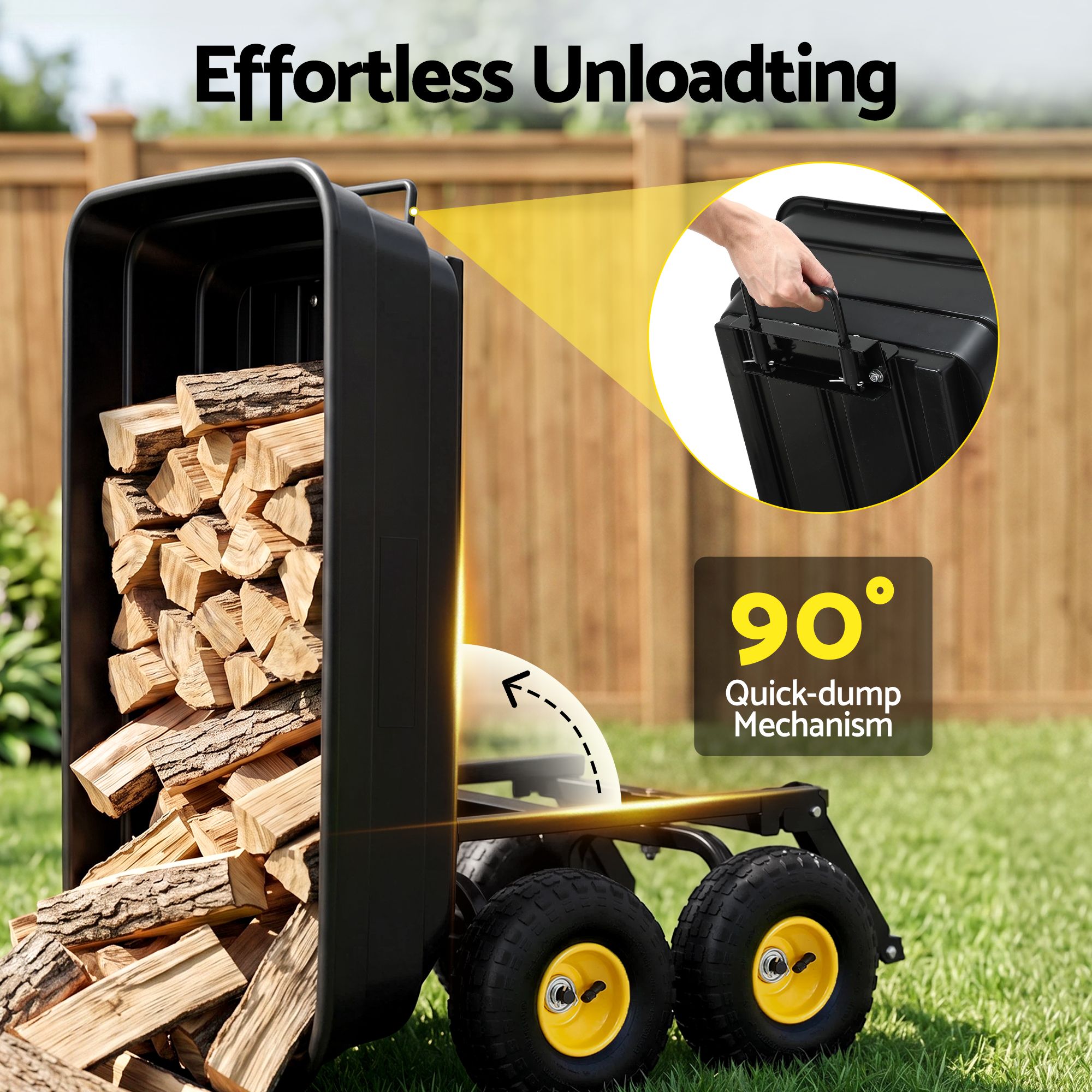 Gardeon Garden Cart Dump Utility Wagon 270kg 2in1 Tractor Trolley 110L Tyres