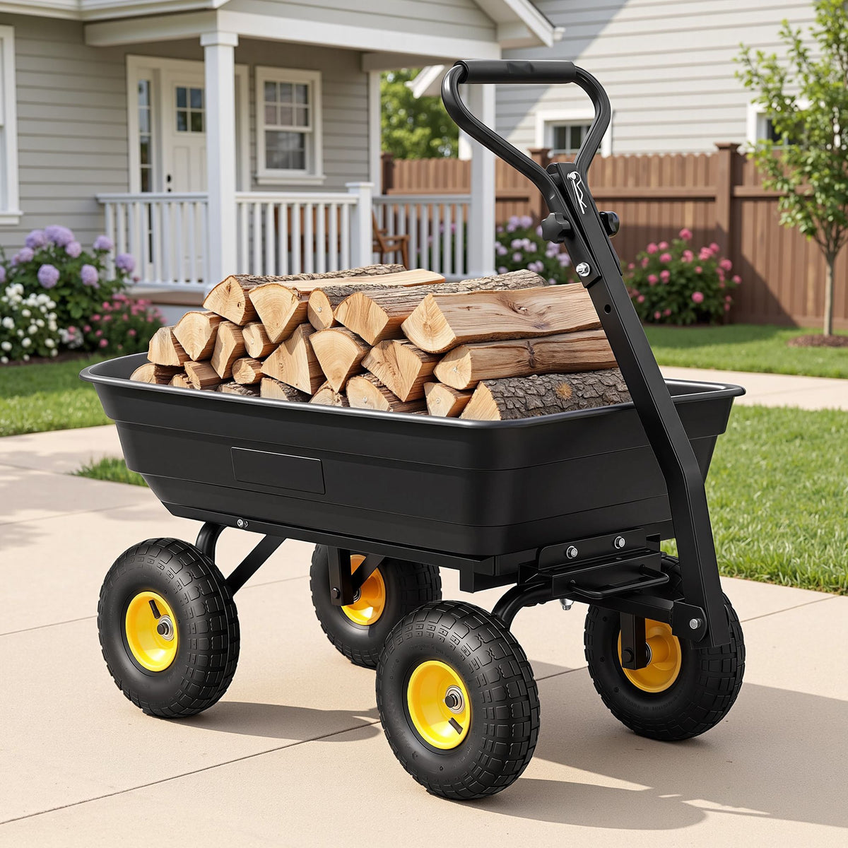 Gardeon Garden Cart Dump Utility Wagon 270kg 2in1 Tractor Trolley 110L Tyres