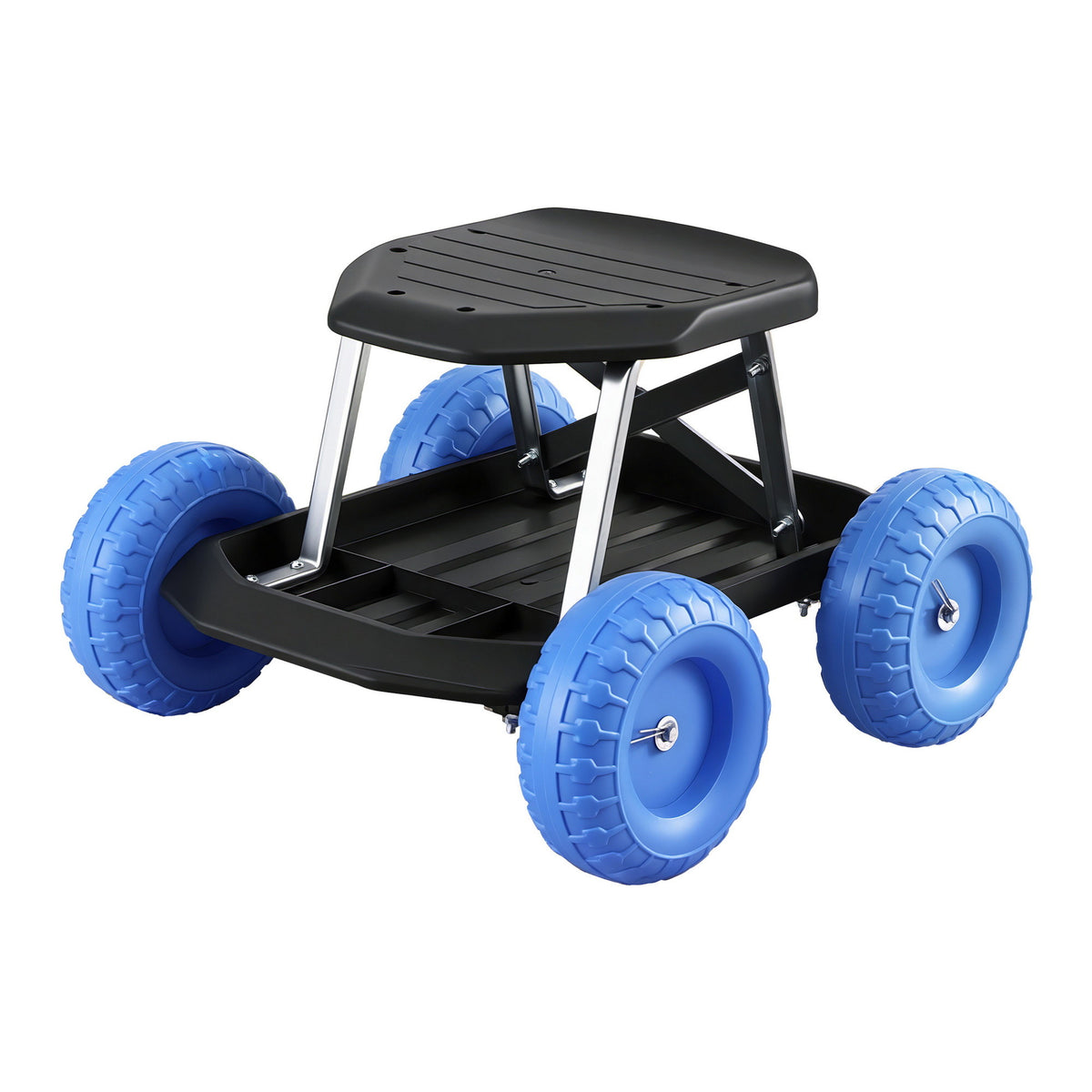 Gardeon Garden Cart Seat with Wheels, Rolling Work Stool with Tool Storage Tray Blue