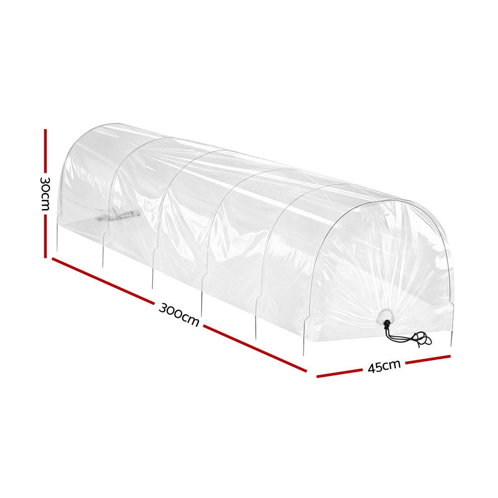 Green Fingers Mini Greenhouse 300x45x30cm Tunnel Clear PVC Steel Frame Portable
