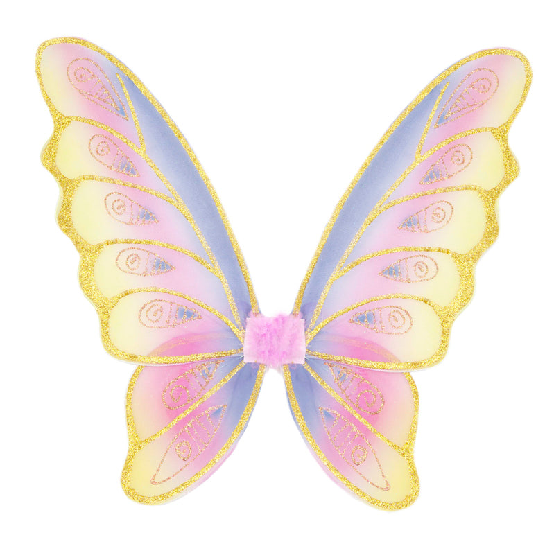 Great Pretenders Glitter Rainbow Fairy Wings Kids Costume Dress Up Gold