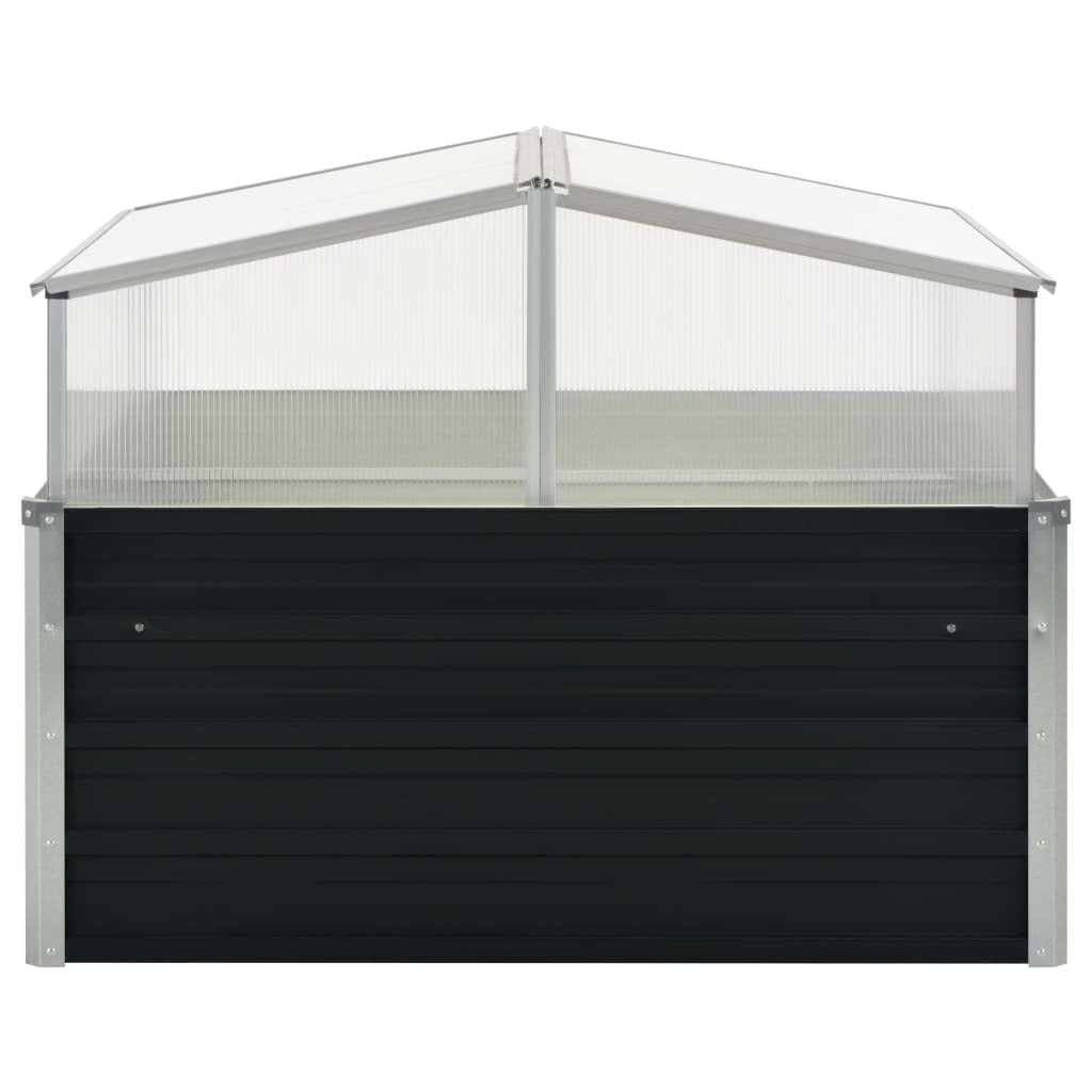 Greenhouse Galvanised Steel PC Board Cold Frame 100x100x77cm Outdoor Anthracite