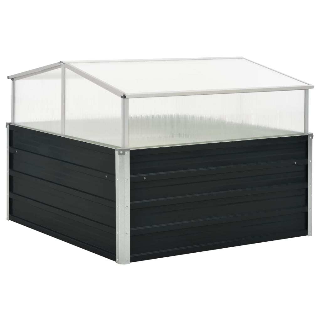 Greenhouse Galvanised Steel PC Board Cold Frame 100x100x77cm Outdoor Anthracite