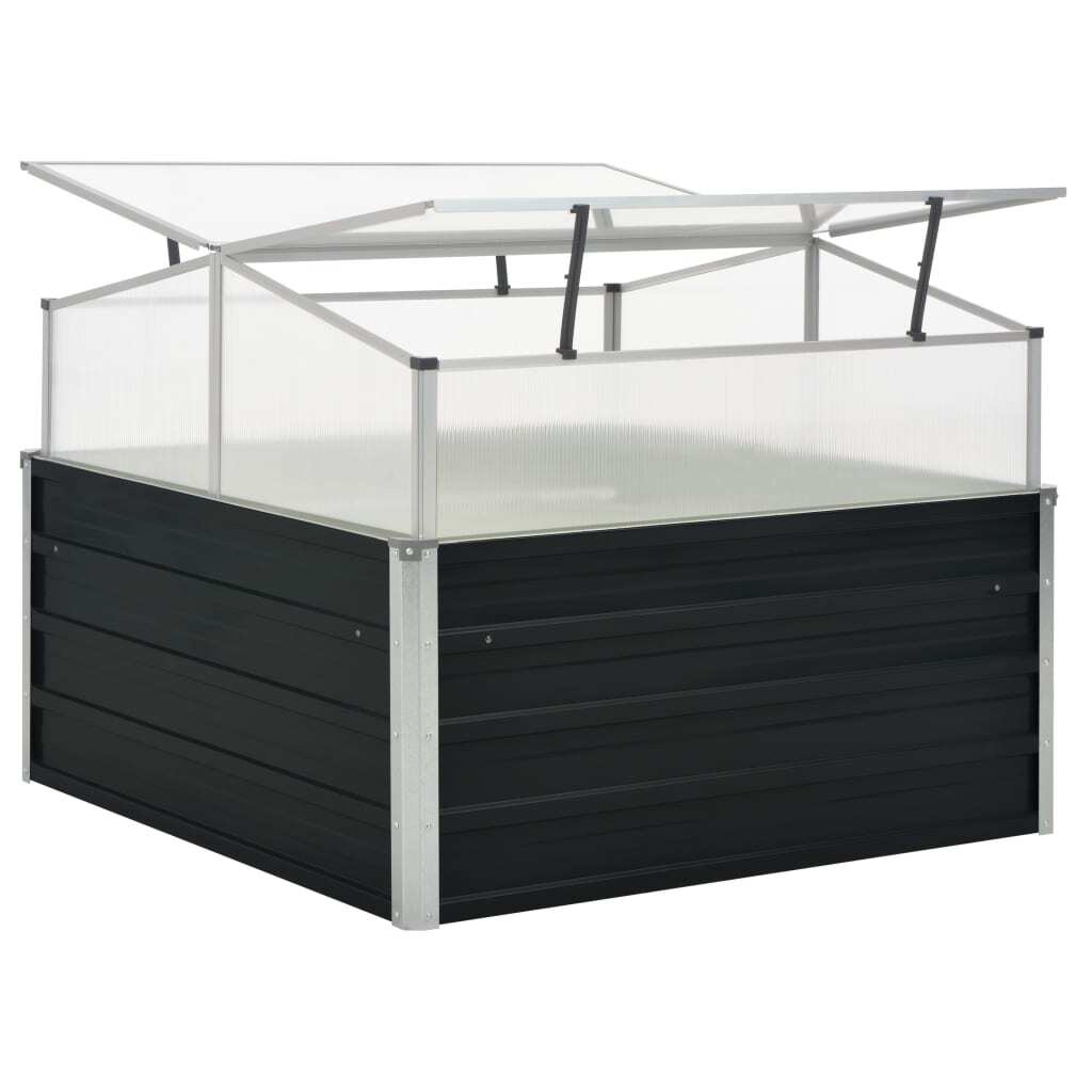 Greenhouse Galvanised Steel PC Board Cold Frame 100x100x77cm Outdoor Anthracite