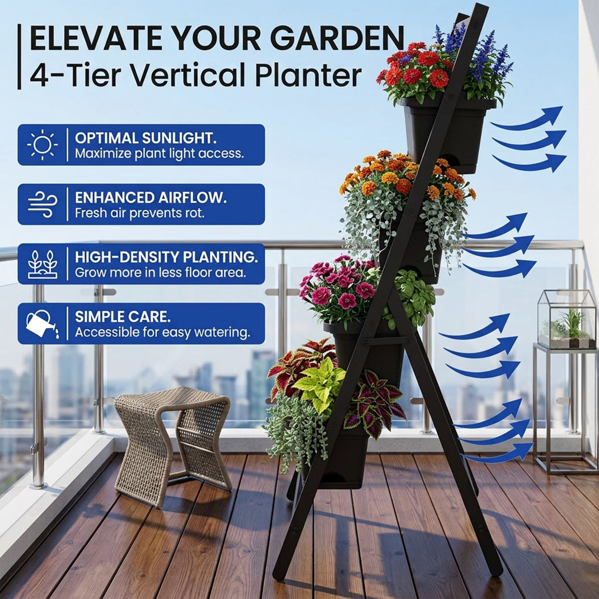 4 Tier Vertical Garden Planter Raised Bed with 4 Stackable Container Boxes