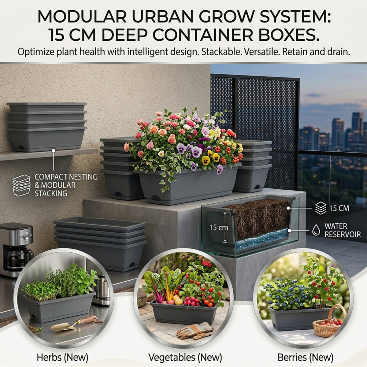 4 Tier Vertical Garden Planter Raised Bed with 4 Stackable Container Boxes