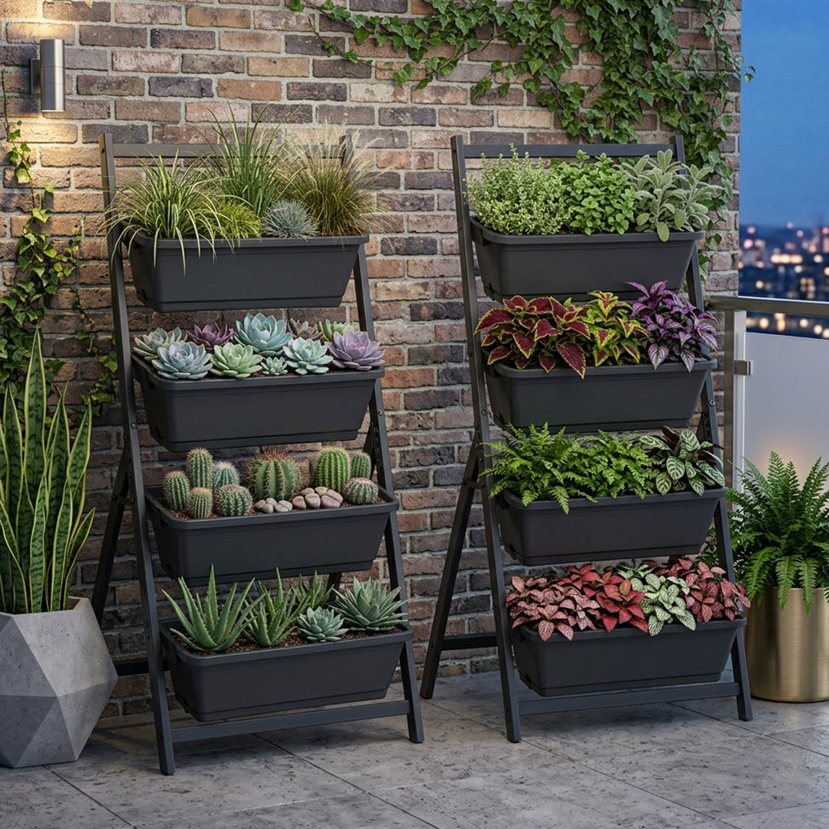 4 Tier Vertical Garden Planter Raised Bed with 4 Stackable Container Boxes