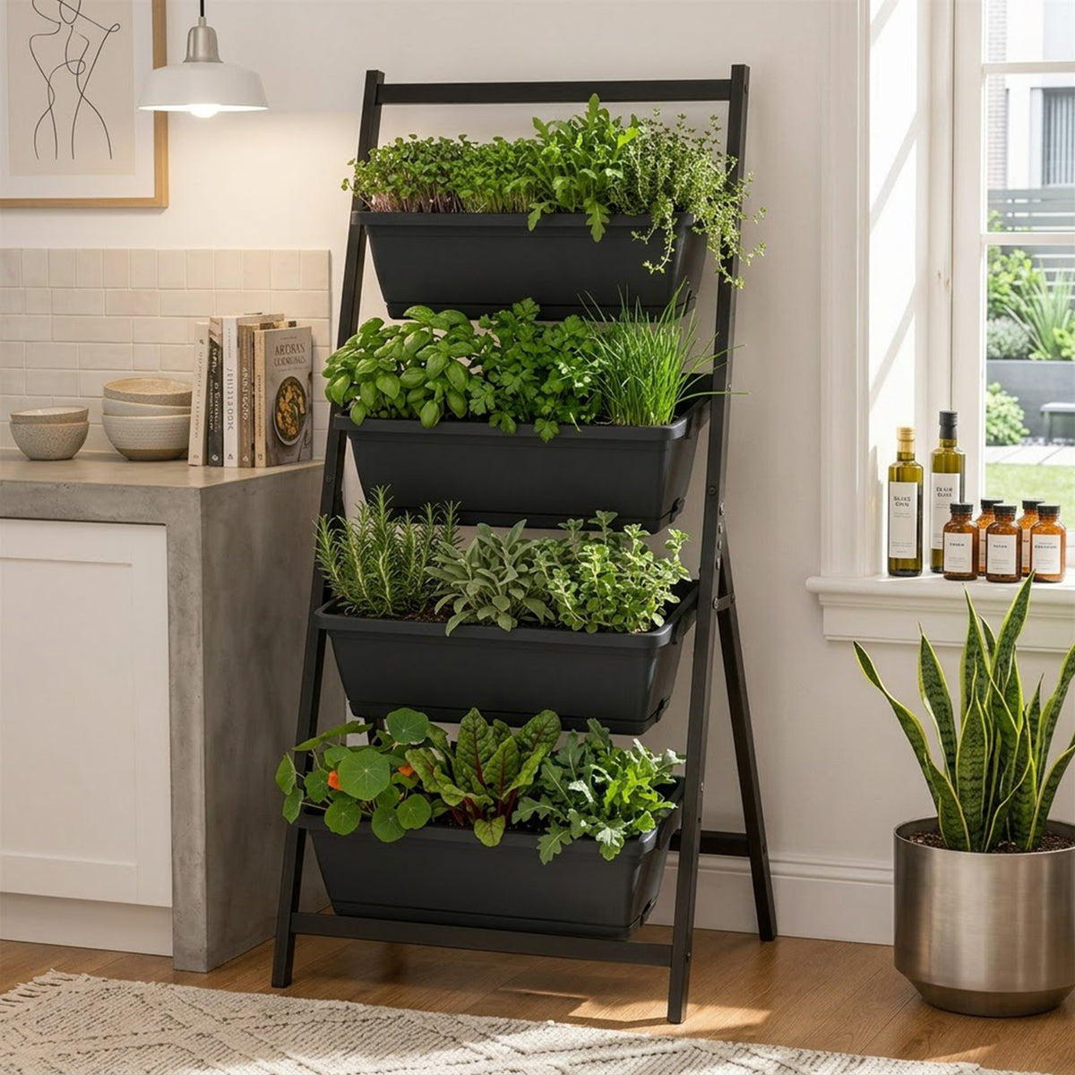 4 Tier Vertical Garden Planter Raised Bed with 4 Stackable Container Boxes