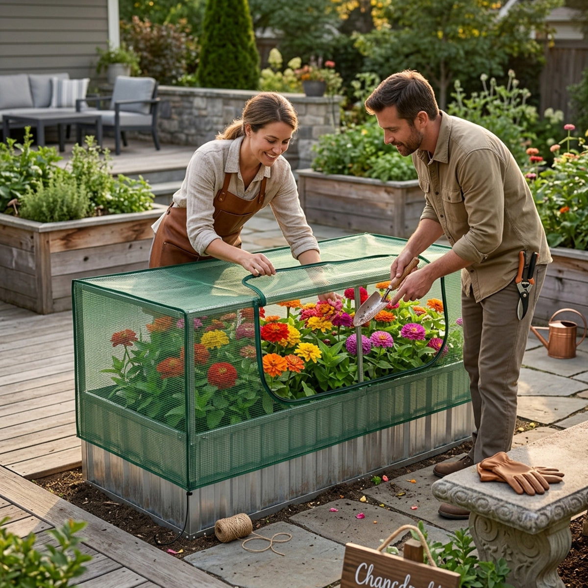 Galvanised Raised Garden Bed Mini Greenhouse Cover Herbs Vegetables Outdoor