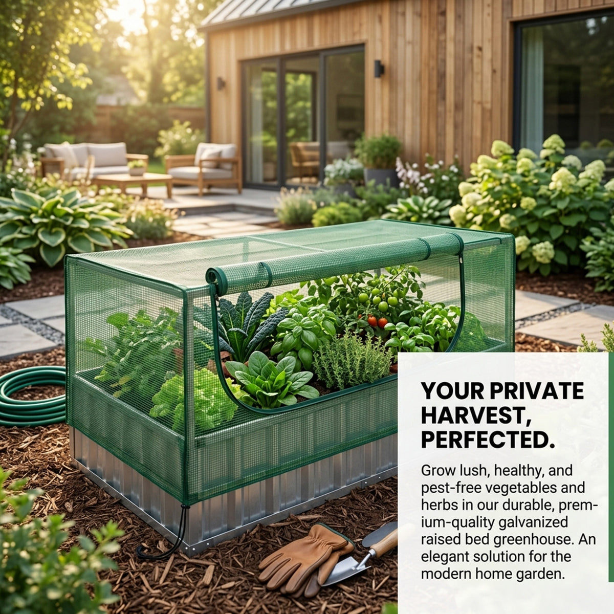 Galvanised Raised Garden Bed Mini Greenhouse Cover Herbs Vegetables Outdoor