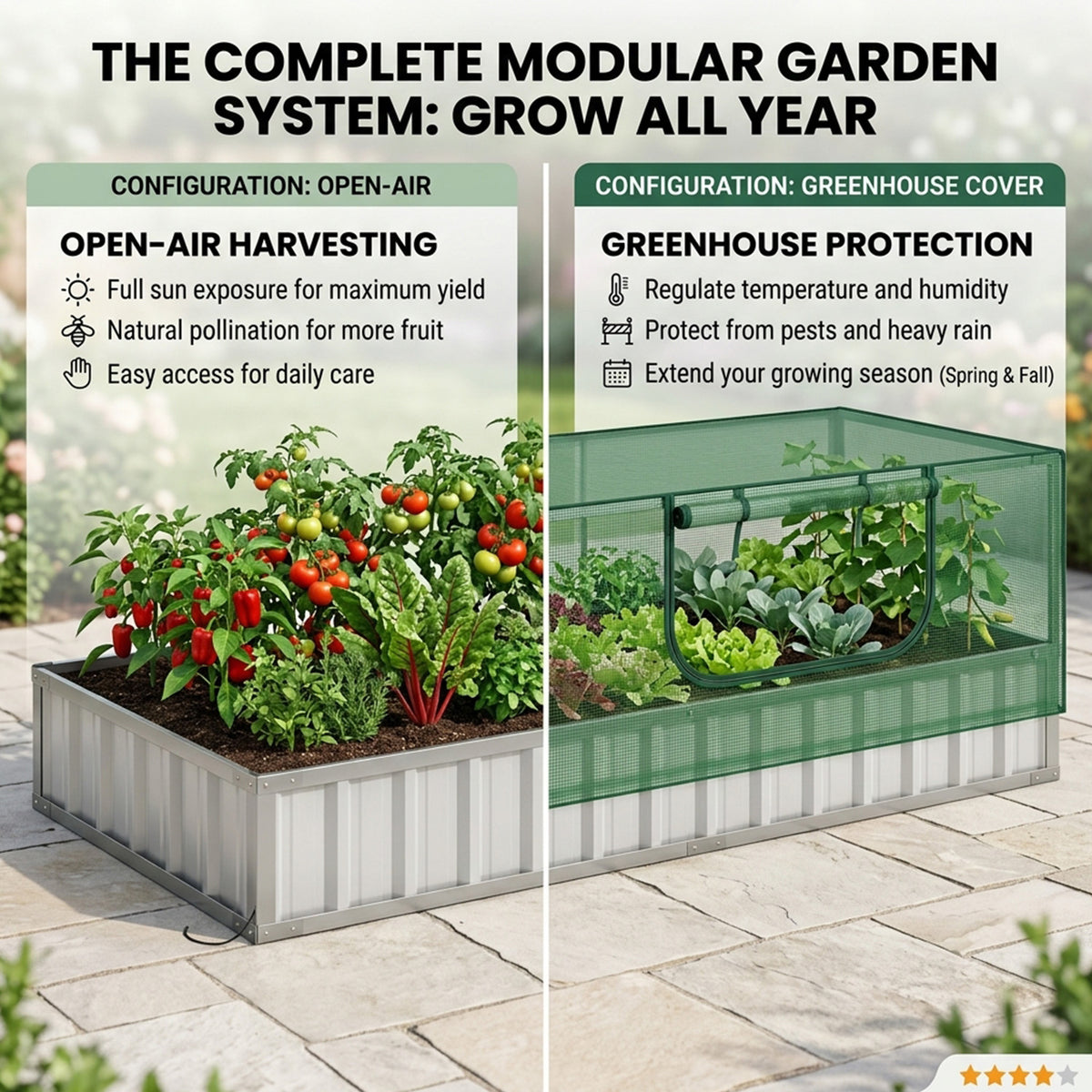 Galvanised Raised Garden Bed Mini Greenhouse Cover Herbs Vegetables Outdoor