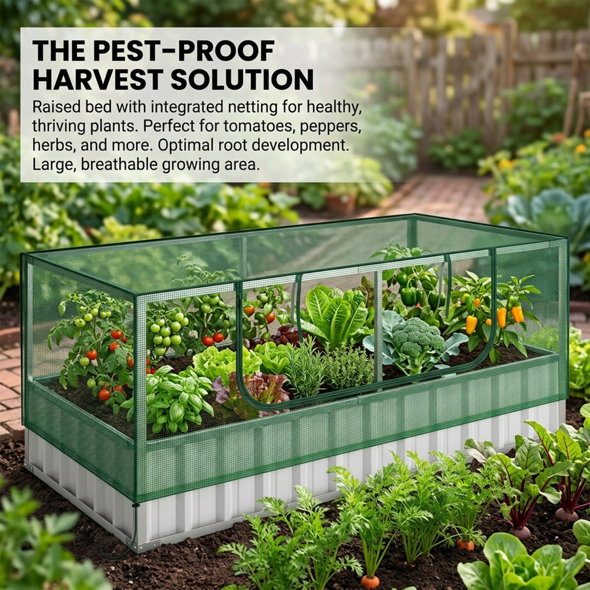 Galvanised Raised Garden Bed Mini Greenhouse Cover Herbs Vegetables Outdoor