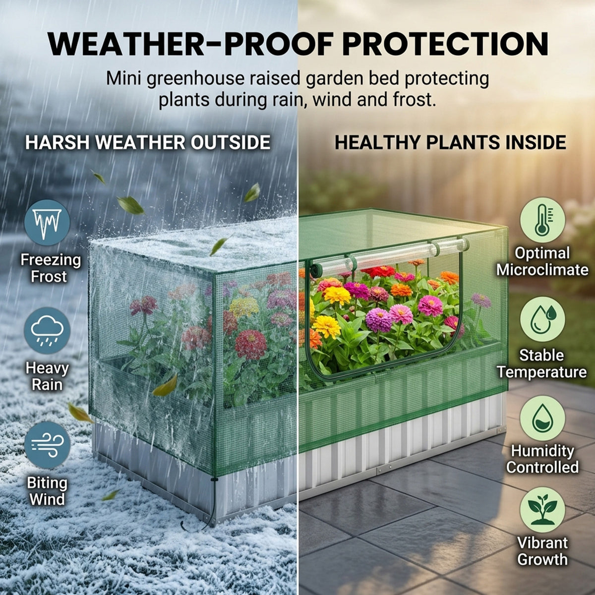 Galvanised Raised Garden Bed Mini Greenhouse Cover Herbs Vegetables Outdoor